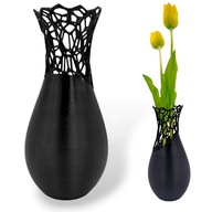 WAZON NA KWIATY AŻUROWY NOWOCZESNY DO SALONU NIETŁUKĄCY CZARNY 20 CM