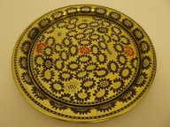 Taca metalowa PRL, taca litografowana, FOB Sosnowiec, retro, vintage