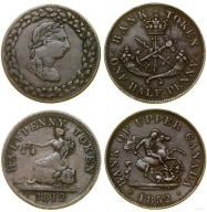 1/2 pensa 1852 - Bank of Upper Canada (Wiktoria) 1/2 pensa 1812 - Jerzy III