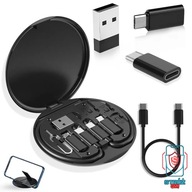 Zestaw 6w1 Organizer Podróżny Travel Box Kabel Adapter USB C iOS MicroSD