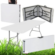 Duży Stół Ogrodowy Cateringowy Składany 180 cm Biały Rozkładany Walizka