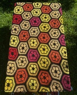 Koc Narzuta Ręcznie Robiona na Szydełku Kolorowa 250x230 cm