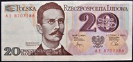 Polska bankn.20zł.R.Traugutt 1982 ser.AE UNC