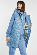 Długa niebieska pikowana kamizelka z kapturem - r.L/XL (40/42)mało używana