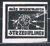 ZNACZEK CZYSTY OBÓZ INTERNOWANYCH,STRZEBIELINEK 1982,ZACIŚNIĘTA PIĘŚĆ