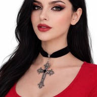 Choker gotycki krzyż czarny naszyjnik gothic regulowany