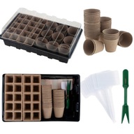 MAŁA SZKLARENKA ZESTAW DO SADZENIA PIKOWANIA ROŚLIN DONICZKI TORFOWE