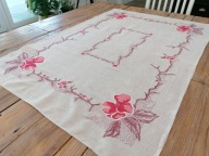 LNIANY NATURALNY OBRUS KWIATY MOGNOLII 87 x 124