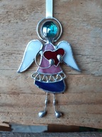 „Aniołek z Serduszkiem ” nr 9 ) witraż Tiffany, IDEALNY PREZENT .