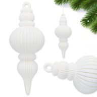 Zawieszka świąteczna 3D biała, elegancka, smukła dekoracja ŚWIĘTA BOMBKA