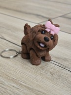 Słodki Breloczek Piesek z Kokardką 3D - Brelok Druk3d fidget Keychain