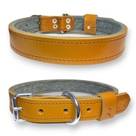 OBROŻA SKÓRZANA PRZESZYTA Z FILCEM KLAMRA METALOWA ŚREDNI PIES S/M