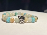 Bransoletka Handmade Buldog francuski Buldożek agat