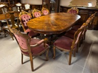 PIĘKNY STYLOWY WŁOSKI Rozkladany STÓŁ 8 KRZESEŁ Zestaw meble stylowe ludwik