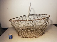 Stary druciany kosz na cebulę ziemniaki wystrój ogrodu chaty VINTAGE