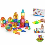 KLOCKI MAGNETYCZNE KONSTRUKCYJNE EDUKACYJNE ZESTAW 100 EL DUŻE PANELE 3D