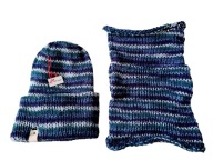 Lekki komplet w paski - czapka i komin, wegański, handmade