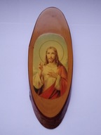 Obrazek Jezusa na drewnie - z czasów PRL-u