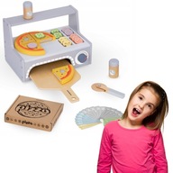DREWNIANA ZABAWKA EDUKACYJNA ZESTAW DO PIECZENIA PIZZY DLA DZIECI 3+