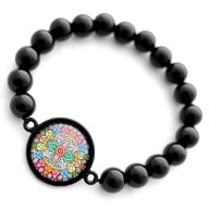 Bransoletka mocy MANDALA Dobrej Energii kamienie czarny onyks duże korale