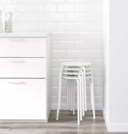 TABORET STOŁEK STOJĄCY METALOWE KUCHENNY BIAŁY 45 CM