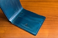 Portfel skórzany, ręcznie wykonany, handmade Bi-fold, 11x9,5cm