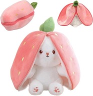 Maskotka Biały Królik w Truskawce Maskotka Różowa Truskawka 25 cm