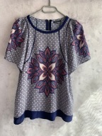 36 S Warehouse letnia bluzka granatowa kwiaty wzory