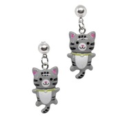Kolczyki z kotkami 3D, szare