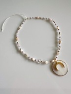 Naszyjnik regulowany handmade Luna Lunula Masa perłowa