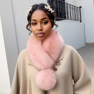 SZAL SZALIK MINI RÓŻ CHUSTA CIEPŁY ZIMOWY SEXY IMITACJA FUTRA PUCHATY