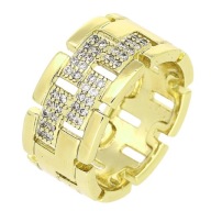 80075 Pierścionek pozłacany 14K średnica 21 mm obrączka z cyrkoniami