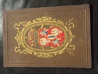 Ozdobna okladka starej książki z herbem historycznym Królestwa Polskiego