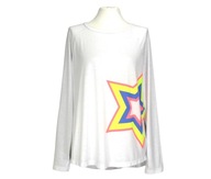 NEXT biały shirt basic bluzka top casual z neonowym printem 40/42 nowy