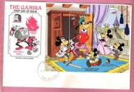 Gambia 1985, FDC bl. Disney, Mickey, literatura bracia Grimm, Mi 17€