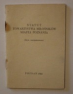 POZNAŃ 1960 - STATUT MIŁOŚNIKÓW MIASTA POZNANIA