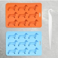 2x FORMA DO KOSTEK LODU W KSZTAŁCIE JAMNIKÓW + NOŻYK Silikonowa tacka