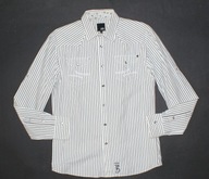 JACK&JONES_Świetna KOSZULA_biała paski logowana zatrzaski JEDYNA_L