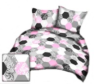 pościel bawełna lux 200x220 + 2x70x80 2x40x40 zamek B 324 Plastry miodu róż