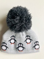Czapeczka czapka na zimę pingwinki pingwiny F&F Newborn + GRATIS