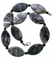 Naszyjnik naturalne duże kamienie obsydian i onyks