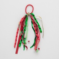 Świąteczna gumka do włosów dla elfa z dzwoneczkami czerwona zielona cekiny