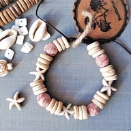 SURF Bransoletka różowa lawa kremowy howlit rozgwiazdy BlackberriesArts