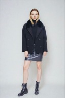 H & M kurtka płaszcz oversize parka bosmanka futrzany kołnierz futerko boho