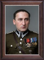 Obraz Jan Żychoń portret w drewnianej ramie ze szkłem