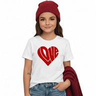 Koszulka dziecięca t-shirt Love Serce Walentynki Urodziny - Prezent 134-146