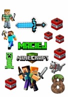 Wydruk CUKROWY MINECRAFT zestaw POSTACI tekst
