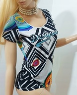 D E S I G U A L KOBIECA bluzka z cyrkoniami dekolt VINTAGE S