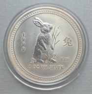 Lunar I - Rok Królika 1999 2 oz - Ag 999 - RZADKA!