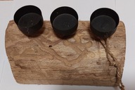 Świecznik tekowy na 3 świece 20 cm